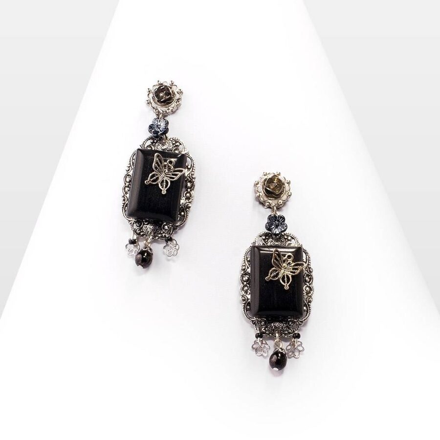Boucles D'oreilles Fantaisie + Pendentif Assorti Style Rétro Vintage Doré - Occasion