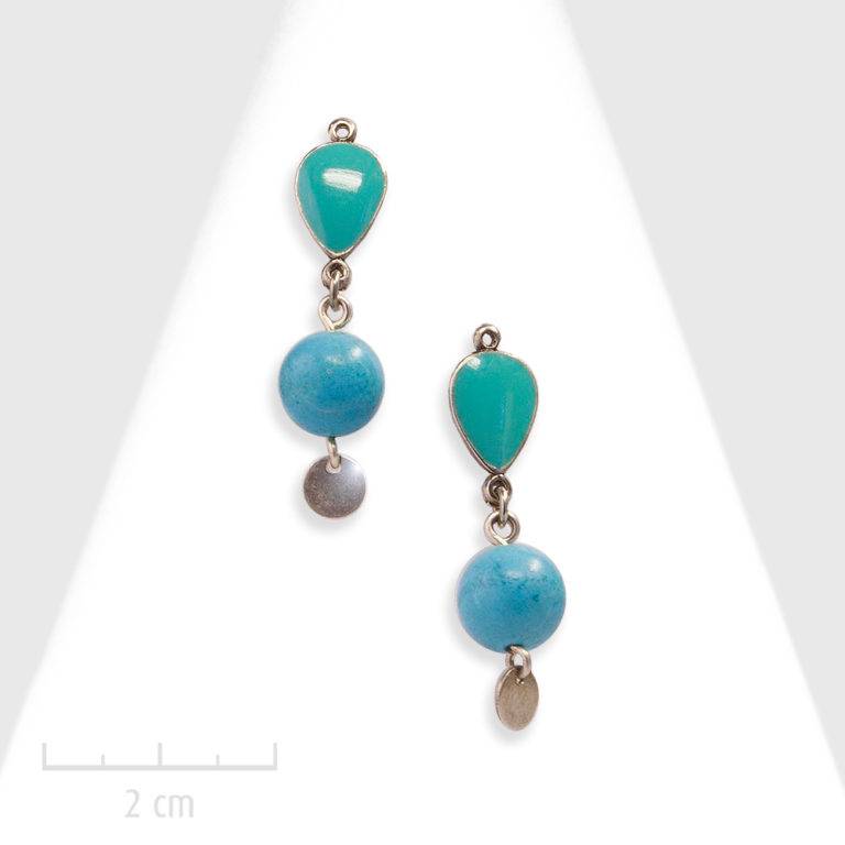 Boucles D'oreille Cristal Venot Turquoise - Très.Or - Dormeuses Acier Inoxydable - Neuf Avec étiquettes