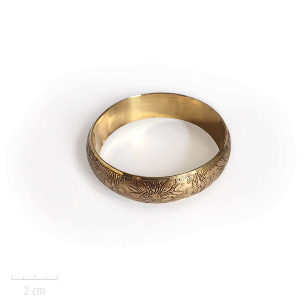 Bracelet Ethnique manchette rigide en métal martelé. Bronze vintage, bijou Zor Paris 1