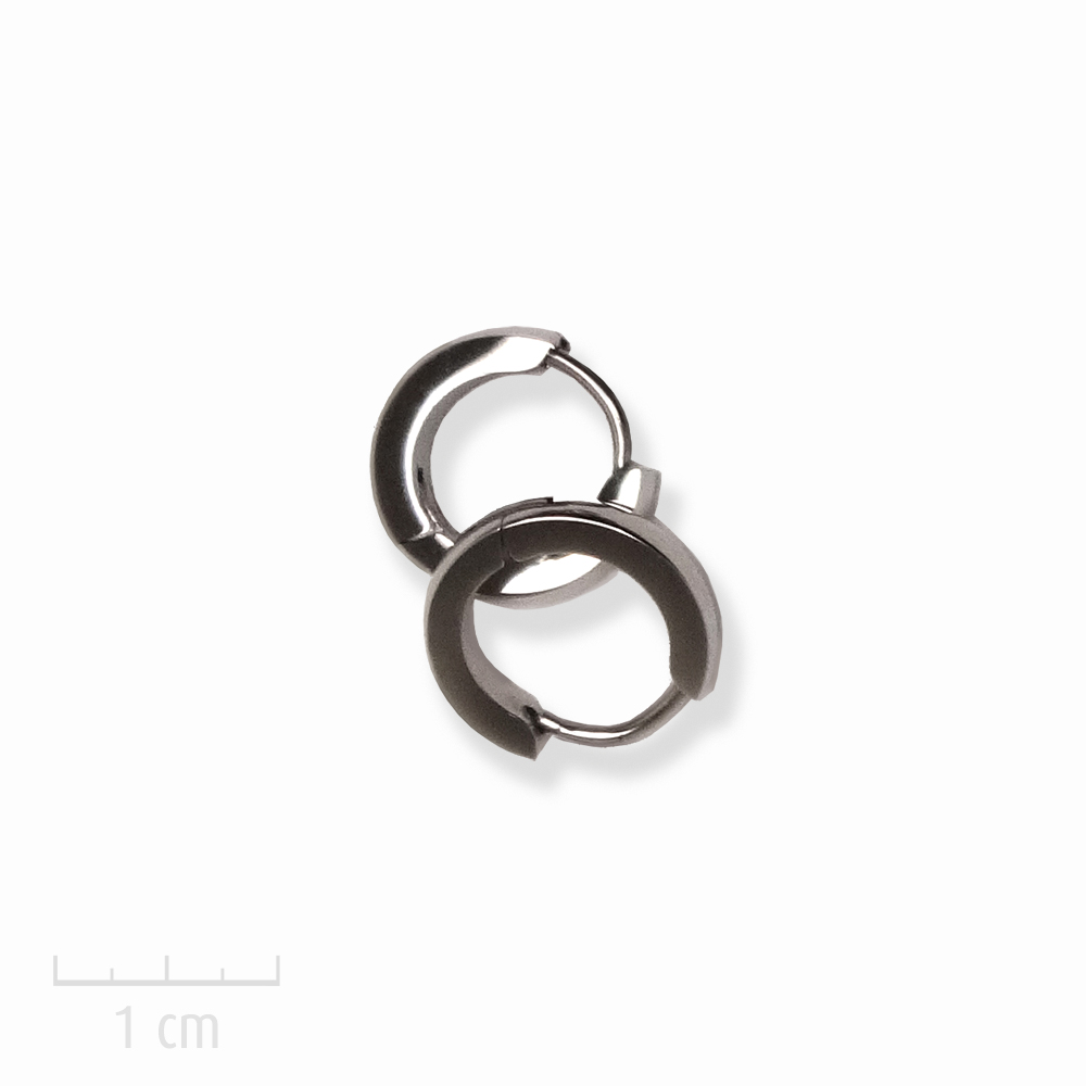 Boucle d'oreille créole homme en acier argenté, anneau universel fait main Paris